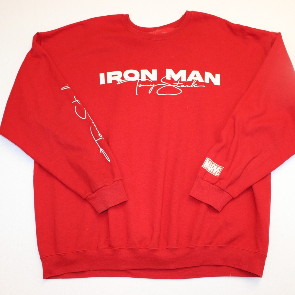 Marvel Iron Man Tony Stark Red Graphic Sweatshirt Mens 3XL I Am Iron Man Quote